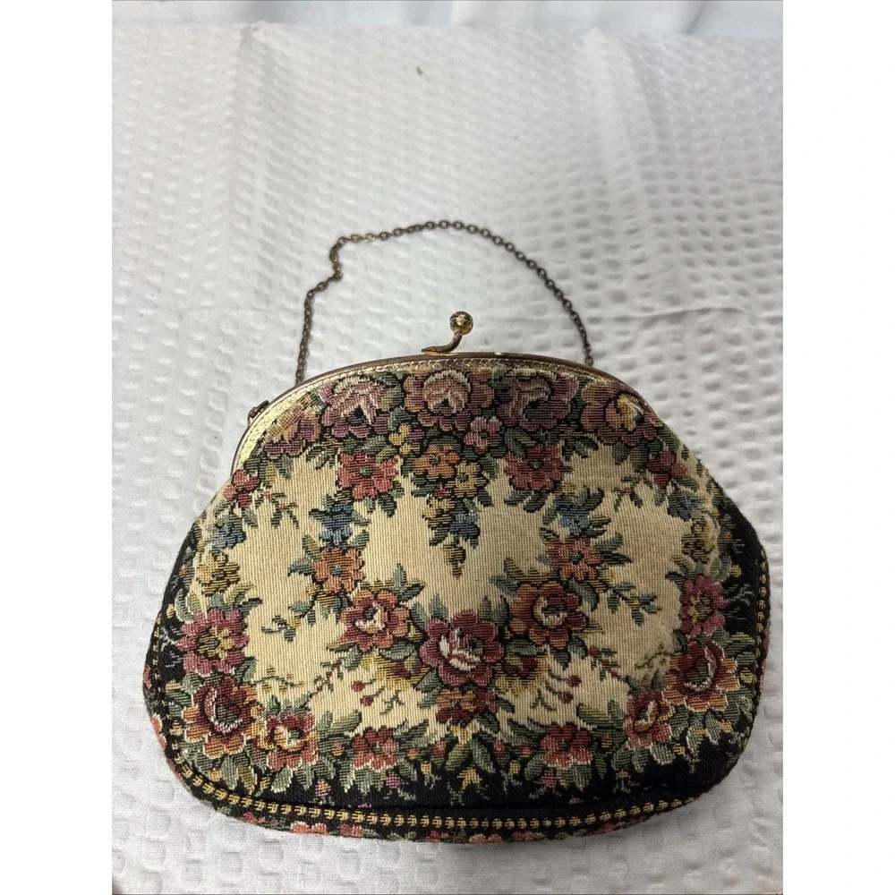 Vintage Floral Embroidered Tapestry Purse Purse Bag
